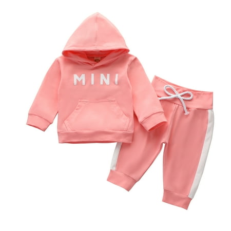 

TOPGOD Newborn Infant Baby boy Girl Sweatsuit Long Sleeve Hooded Sweatshirt Pants 2Pcs Winter Outfit Clothes