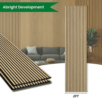 Abright Acoustic Wood Wall Panels | 3D Slat Wall Paneling Yellow Oak | 2ft x 8ft Each | Soundproof Interior Wall Décor Pack of 2, 32 sq ft