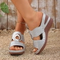 thumbnail image 3 of Wedge Sandals for Women Leopard Print Slip On Leather Platform Slide Lightweight Non Slip Beach Slippers Silver Size 8, 3 of 8