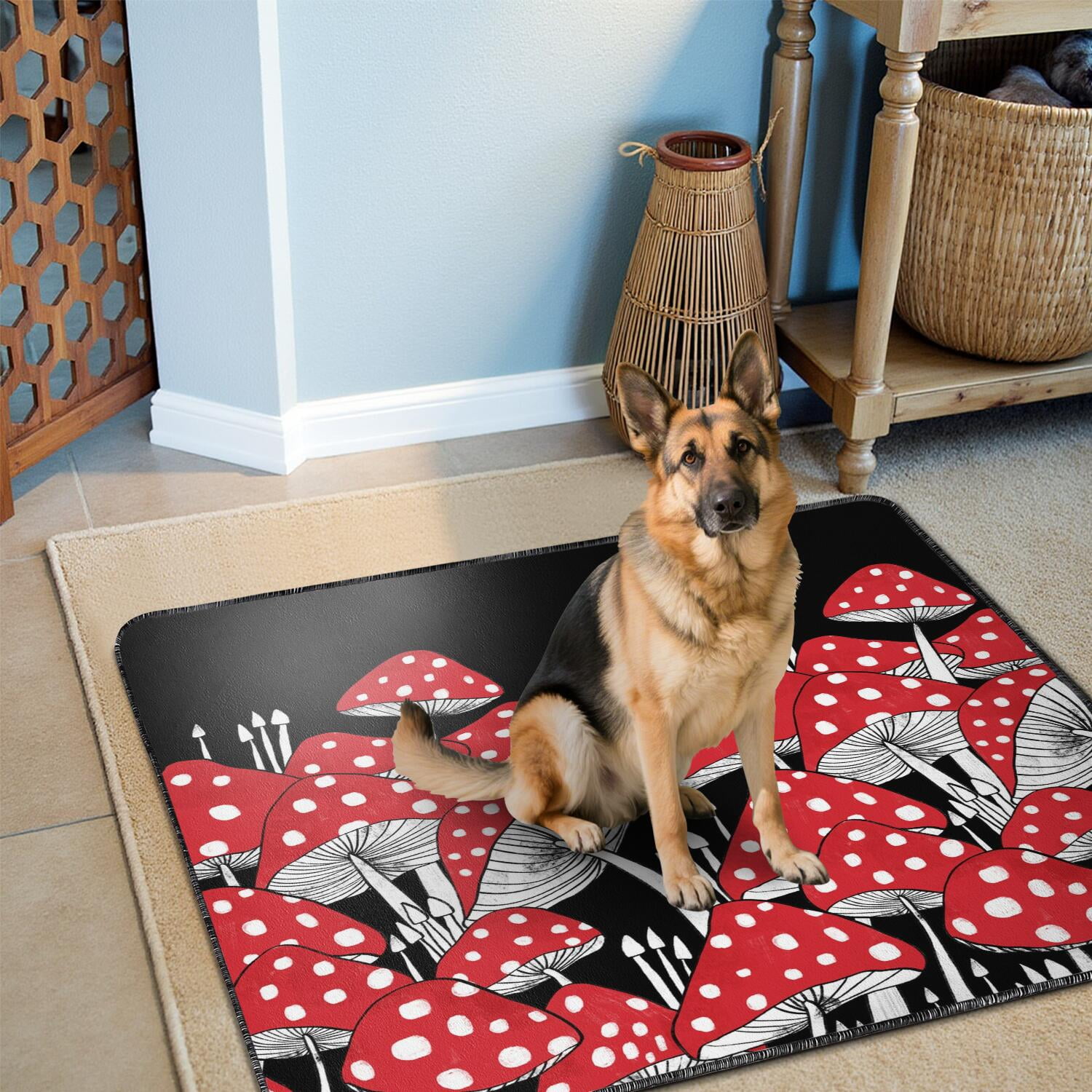 Washable Reusable Pee Pads for Dogs with Leaf Motifs, Absorbent Mat Featuring Non-Move Bottom for Puppy Training Indoors (Plant patterns, 48"x48")