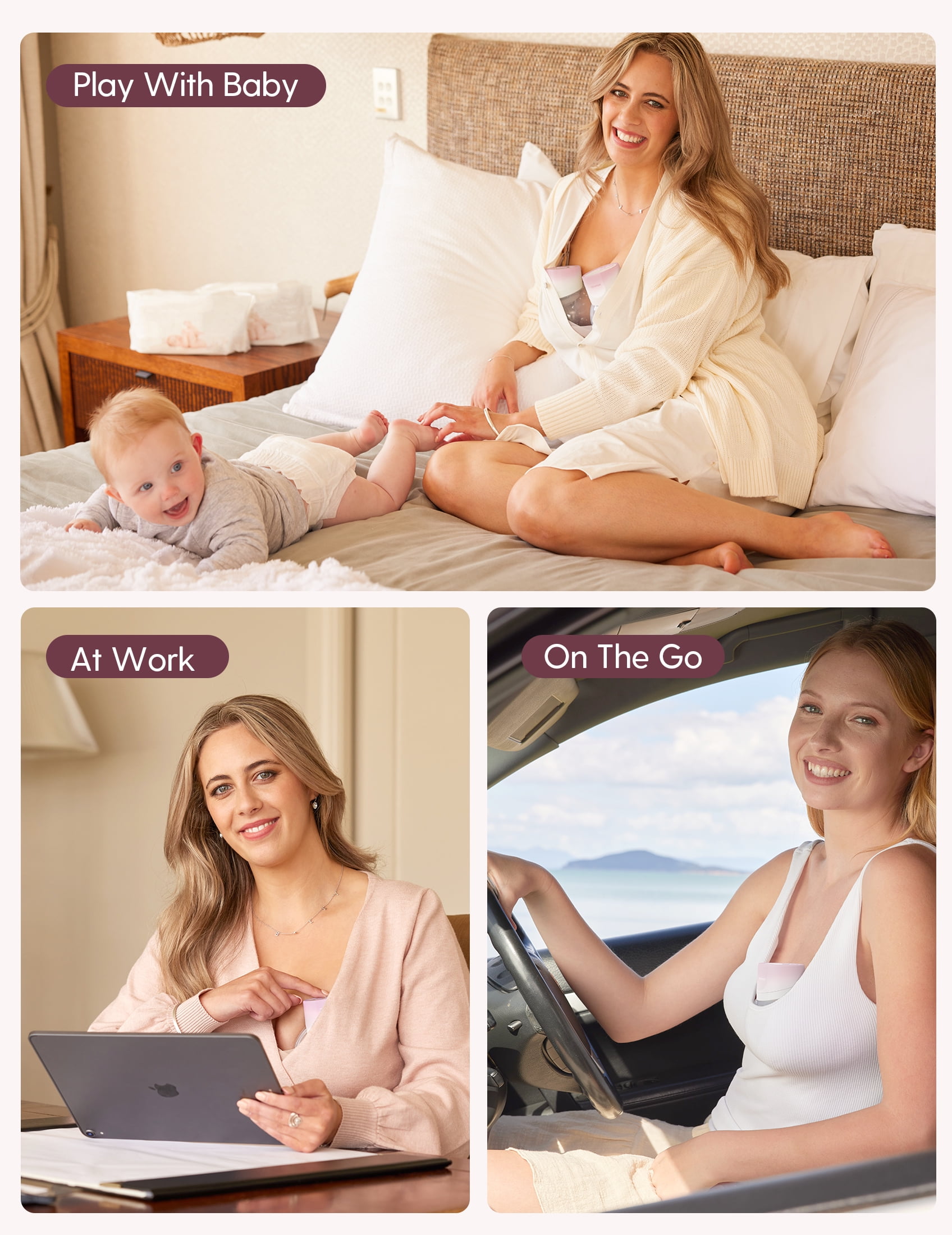 Momcozy S12 Pro V Hands-Free Wearable Breast Pump 3 Modes 9 Suction Levels Portable Electric Pump 2 Pack  Cherry Blossom Pink