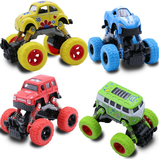 Babyltrl 4 Pack Pull Back Trucks Friction Powered alloy Cars for Kids