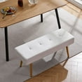 thumbnail image 4 of NORDICANA Modern Entryway Bench Teddy Velvet Upholstered End of Bed Bench Tufted Ottoman Bench Dining Bench with Thick Cushion Seated for Living Room, Bedroom, 4 of 7