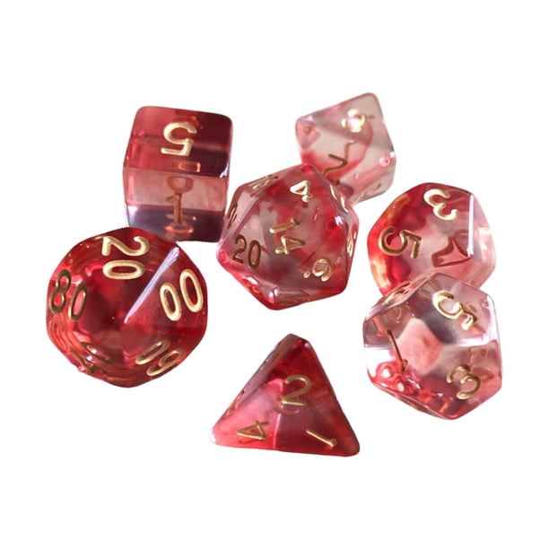 7 piezas de dados poliédricos D8 D10 D12 D20 juguetes de entretenimiento de familiar regalos para niños adultos Rojo Hugo Dados poliédricos