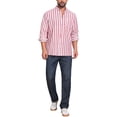 thumbnail image 2 of INSPIRE CHIC Men's Stand Collar Long Sleeve Button Down Striped Dress Shirts with Chest Pocket L Red, 2 of 4