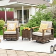 thumbnail image 6 of MEISSALIVVE 3 Pieces Outdoor Swivel Rocker, Patio Furniture Bistro Set with 360° Wood Armrests Swivel Rock Chairs and Side Table(Brown), 6 of 7