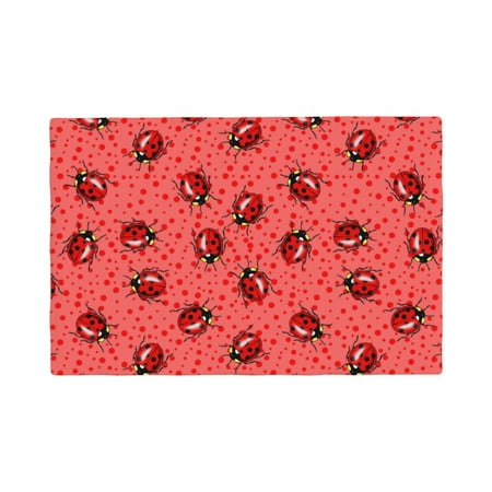 

Placemats Set of 4 Ladybugs On Red Polka Dot Place mats for Dining Table Indoor/Outdoor Cute Heat Resistant Washable Table Mats(18 x 12 )