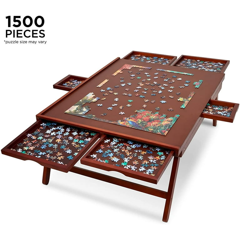 1500 Piece Puzzle Board, 35” x 35” Wooden Jigsaw Puzzle Table w
