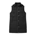 thumbnail image 7 of Yutgune Women's Long Hooded Puffer Vest Zip Up Snap Button Sleeveless Coat with Zipper Pockets, 7 of 7