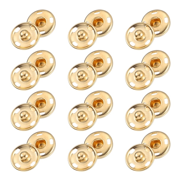 50 juegos de botones a presión para coser, botones a presión de 15mm, oro