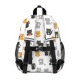 thumbnail image 3 of Multicolor Cat White Pattern Backpack for School, Cute School Bag with Adjustable Shoulder Straps and Padded Back, 15"x11.42"x5.5", 3 of 5