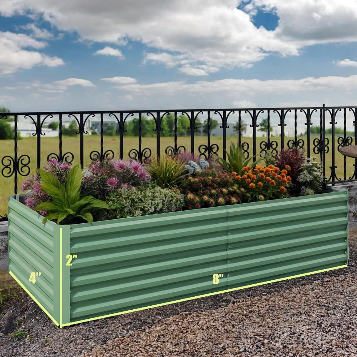 WildBreak Steel Raised Garden Bed, Square Shape, 8 x 4 x 2 feet, 2 Pack, Green