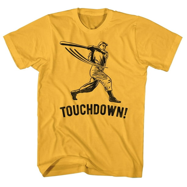 2Bhip Baseball Player Hitting Homerun Saying Touchdown Funny Comical Adult TShirt Tee