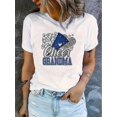 thumbnail image 1 of Cheer Grandma Polyester T-Shirt for Women - Casual Geometric Pattern with Heart and Milk Tea Design, Knit Fabric, Medium Stretch, All-Season Comfort, Round Neck Short Sleeve Top, 1 of 6