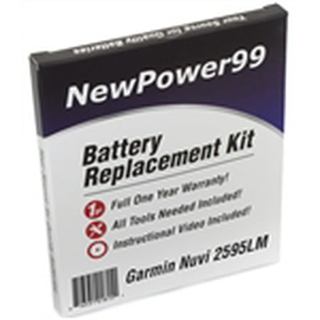 Garmin Nuvi 2595LM Battery Replacement Kit with Tools, Video Instructions, Extended Life Battery and Full One Year