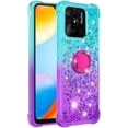 thumbnail image 3 of Cute Clear Case for Xiaomi Redmi 10C with Ring Kickstand, Bling Gradient Quicksand Glitter Flowing Liquid Floating Case Cover for Xiaomi Redmi 10C JB Bluish Violet, 3 of 14