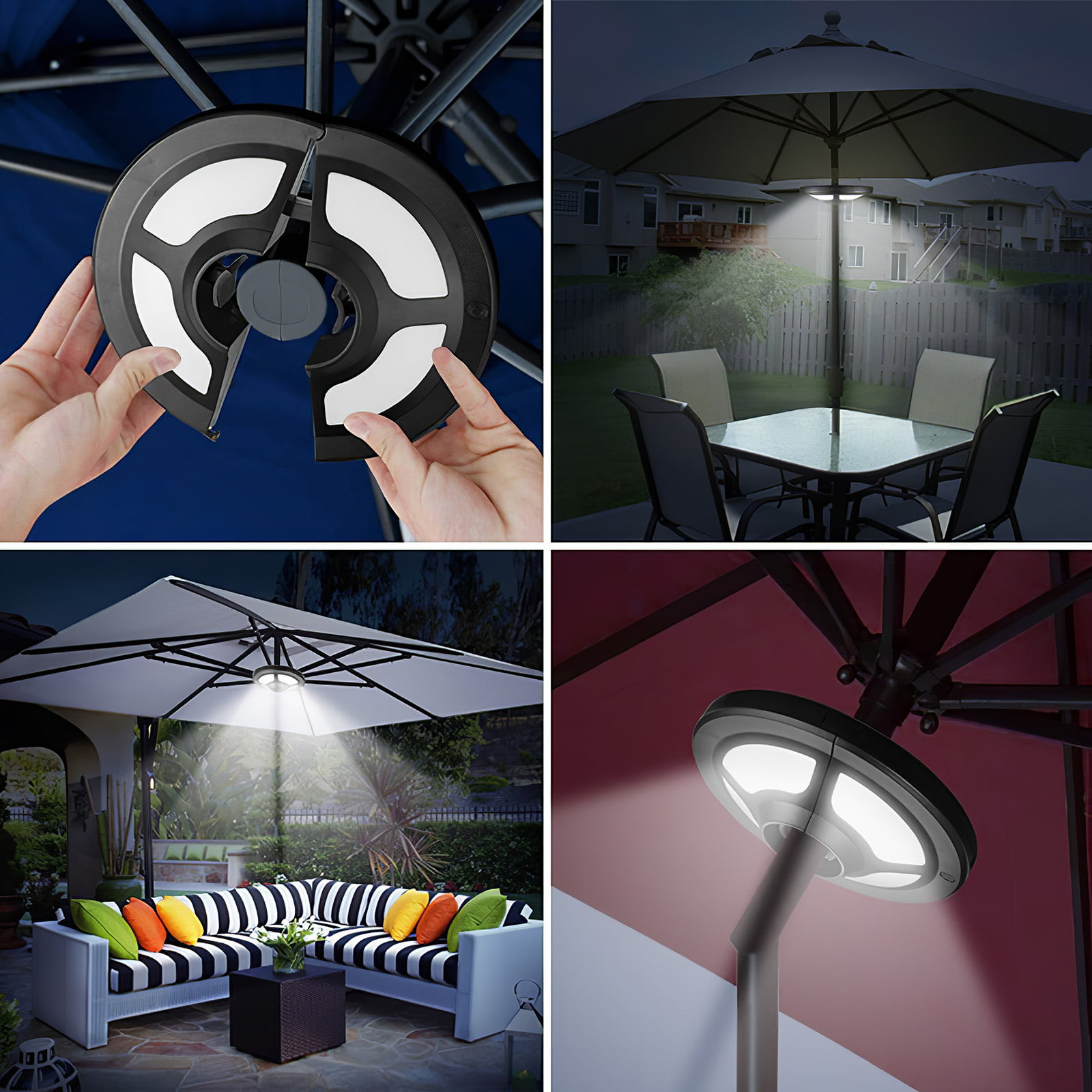LED Solar Parasol Patio Umbrella Garden Light Outdoor Camping Tent Lamp Decking 