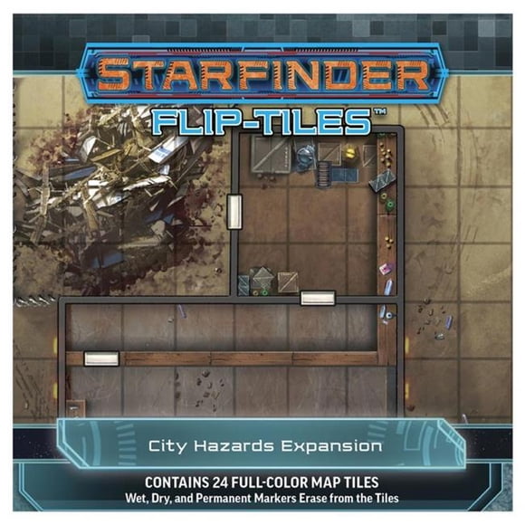 Paizo PZO7504 City Hazards Expansion Starfinder Roleplaying Game Flip-Tiles
