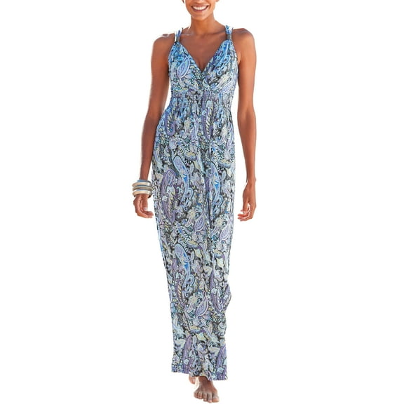 LASCANA Women's Paisley Print Maxi Dress Smocking