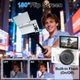 thumbnail image 6 of 4K Digital Camera 75MP with Autofocus, 18X Zoom Vlogging Camera for Youtube, 3" Flip Screen, Compact Travel Camera for Teens, Includes 32GB Card & Tripod, White, 6 of 9