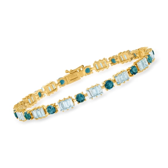 Ross-Simons 10.00 ct. t.w. London and Sky Blue Topaz Bracelet in 18kt Gold Over Sterling, Women's, Adult