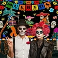thumbnail image 3 of Day of The Dead Backdrop Mexican Dia DE Los Muertos Photography Background Fiesta Sugar Skull Day of The Dead Party Decorations Banner Supplies Photo Booth Props, 3 of 5