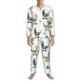 thumbnail image 3 of Sikiie Farm Roosters Mens Pajama Set, Soft Warm Long Sleeve Sleepwear, Cozy Button-Down Pjs for Men-Large, 3 of 7