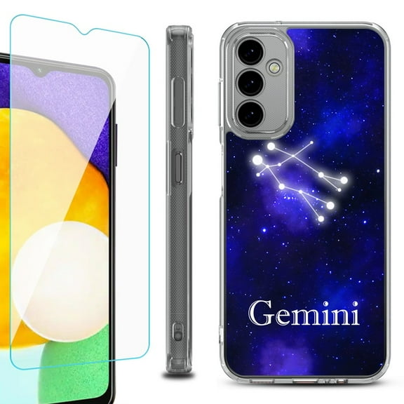 Shockproof Bumper Phone Case for Samsung Galaxy A14 5G, with Tempered Glass Screen Protector, by OneToughShield ® - Gemini
