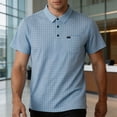 thumbnail image 4 of COSFO Casual Mens Polo Shirts Short Sleeve Business Plaid Shirt Loose Fit with Pocket Pullover Collared Work Tops, 4 of 8