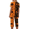 thumbnail image 5 of Womens Halloween Pajamas 2-Piece Halloween Pj Set Short Sleeve Top and 7/8 Pants Casual Outfit for Parties and Daily Wear Fluorescence Yellow M, 5 of 5
