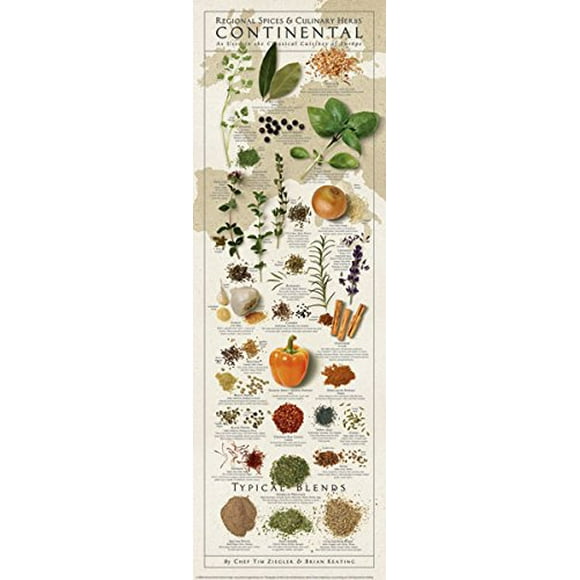 Picture Peddler Épices Régionales et Herbes Culinaires Affiche de Cuisine Imprimé 12x36