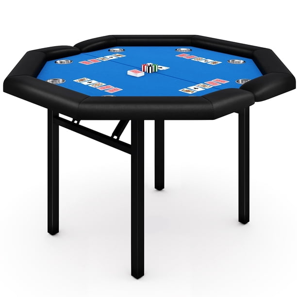 Yeshouse mesa de póker plegable para 8 jugadores, portátil y octogonal, con rieles acolchados y portavasos de acero inoxidable, ideal para blackjack, Texas Hold'em, juegos familiares y clubes