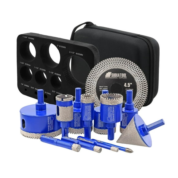 SHDIATOOL Diamond Drill Bits Kit - Core Bits Hole Saw Sets,Mould Guide for Drilling Porcelain Tile Marble Ceramic Granite with Hollow EVA Guide Jig 13pcs(6/8/10/20/2