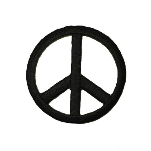 Small Black Peace Sign Patch Die Cut Hippie Groovy Symbol Iron On Applique