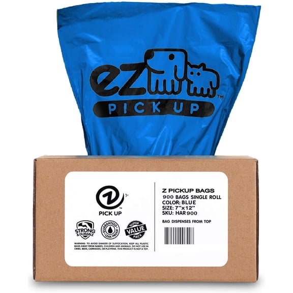 900 Pet Waste Disposal Dog Poop Bags, Z Pickup Bags Blue (1 Single Roll, not on small rolls)