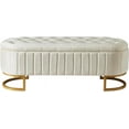 thumbnail image 6 of Elegant Upholstered Velvet Storage Ottoman with Button-Tufted,Storage Bench with Metal Legs for Bedroom,Living Room, Entryway,Fully Assembled Except Legs, 6 of 9