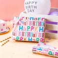 thumbnail image 3 of Pink Birthday Wrapping Paper Roll - Colorful Happy Birthday Letters with Metallic Foil Shine & Polka Dots Reversible Gift Wrap for Girls Baby Shower, Party - Mini Roll - 17 Inch x 33 Feet, 3 of 4