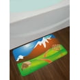 thumbnail image 2 of Landscape Bath Mat, Digitally Generated Cartoon Country Outdoor Scene with House Mountains Field, Plush Bathroom Decor Mat with Non Slip Backing, 29.5" X 17.5", Multicolor, by Ambesonne, 2 of 2