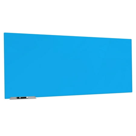 Floating Blue Magnetic Glass Board 48" X 96" Inches Eased Corners