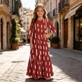 thumbnail image 5 of ITSAME Girls A-Line Dress Crew Neck 3/4 Sleeve Flowy Ruffle Summer Casual Fashion Printed Dress Red Size 12, 5 of 7