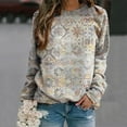 thumbnail image 2 of Camo Women's Floral Printed Sweatshirt Long Sleeve Crewneck Casual Loose Vintage FLower Graphic Pullover Tops Plus Size, 2 of 5
