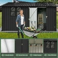 thumbnail image 5 of Aukfa 12FT x 10FT Outdoor Storage Shed, Metal Shed Storage with Window, Roof Slope Tool Shed with Door and Padlock for Backyards, Patio Lawns and Outdoor, Black, 5 of 8