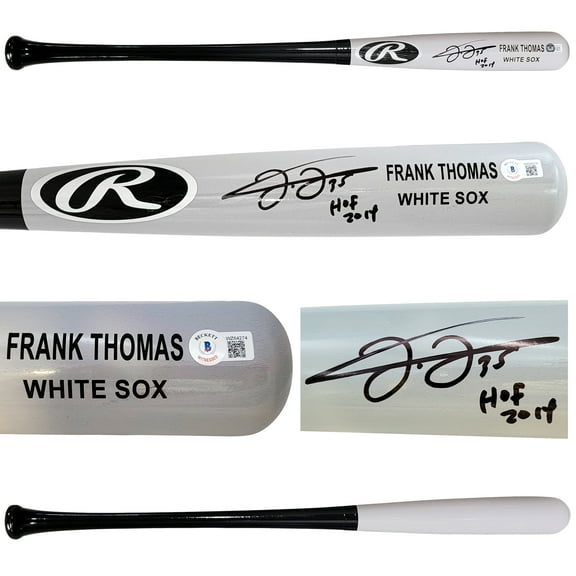 Frank Thomas Autographed Gray Rawlings Game Model Bat Chicago White Sox "HOF 2014" Beckett BAS Witness 208242