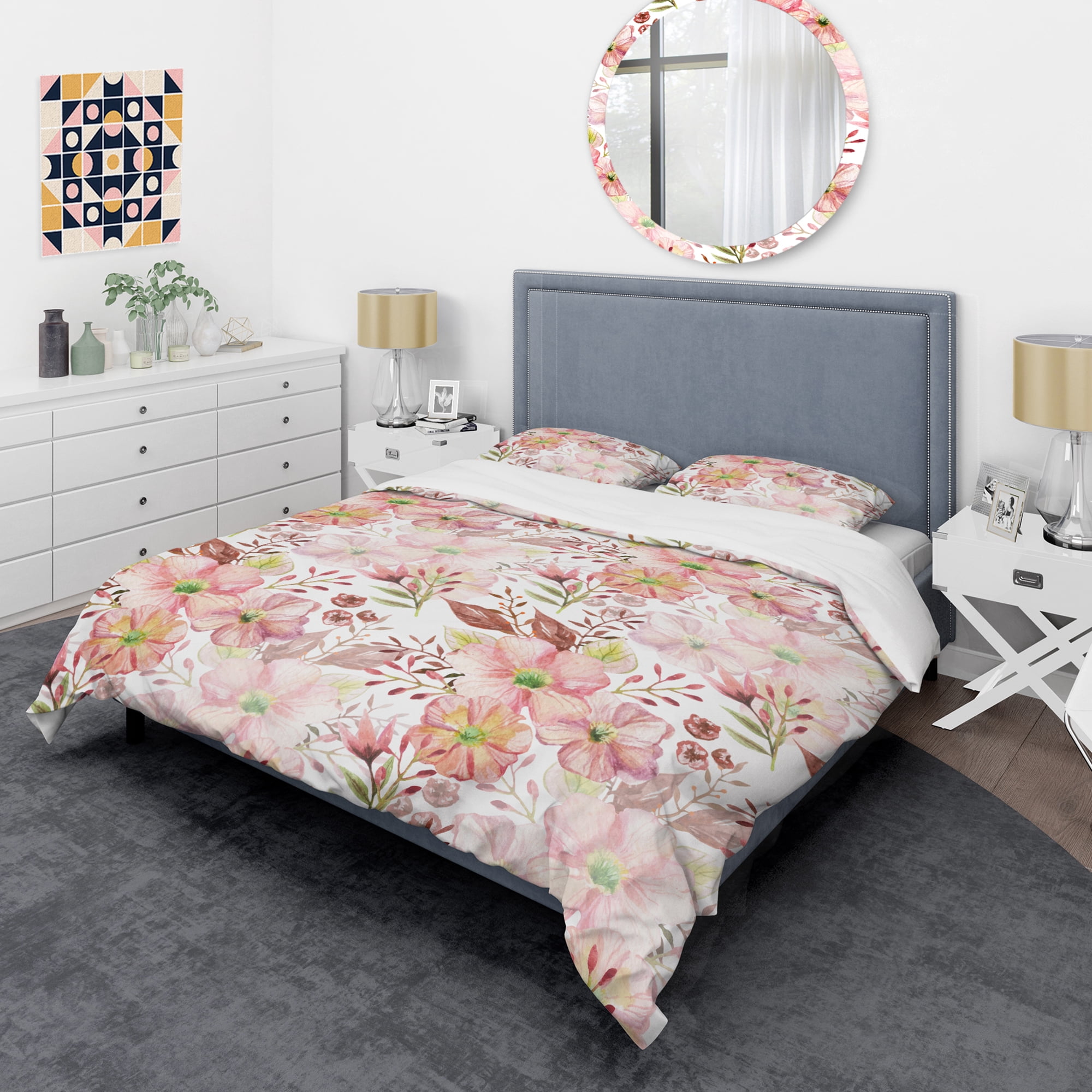 Designart 'Floral Botanical Retro III' Mid-Century Modern Duvet Cover Set