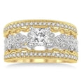 thumbnail image 2 of 1.50 Carat Antique Trio Bridal Set Engagement Ring with Princess Diamond in 10k White and Yellow Gold, 2 of 3