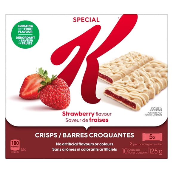 Kellogg's Special K Barres Croquantes Aux Fruits Saveur De Fraises, 125 g, 10 Barres Croquantes, 2 Par Sachet