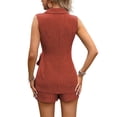 thumbnail image 3 of JULMCOMO Two Piece Sets for Women V Neck Sleeveless Dressy Vest Tops Tie Waist Summer Business Outfits Vacation Matching Sets Vermilion S, 3 of 5
