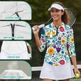 thumbnail image 6 of Uorisanigo Colorful Flower Women's Golf Top Comfortable Polyester Spandex Fabric Moisture Wicking Casual Tennis Activewear Fashion Quarter Zip Workout Sports Outing Wear Size S, 6 of 7