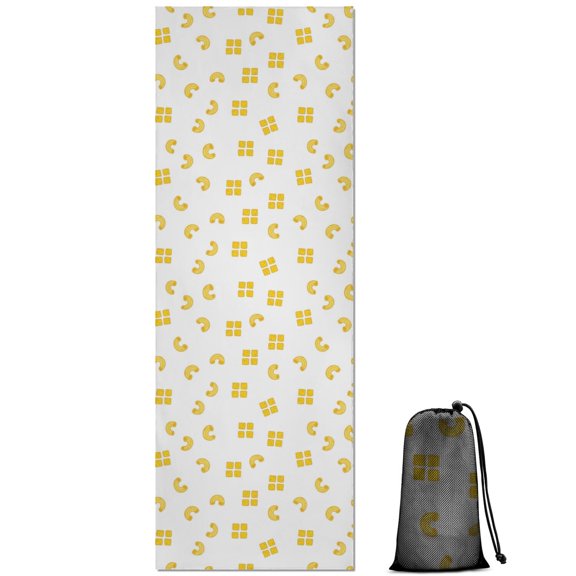 74x26 Inch Yoga Towel, Sweat Absorbent Non-Slip Mat for Hot Yoga, Pilates & Fitness,Macaroni Square Noodle White Simple Pattern