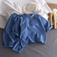 thumbnail image 2 of Ulitacool Boys Outfits Summer Stand Collar Short Sleeve Cartoon Prints T Shirts Pants Fashion Toddler Playsuit 18-24 Months Blue, 2 of 5